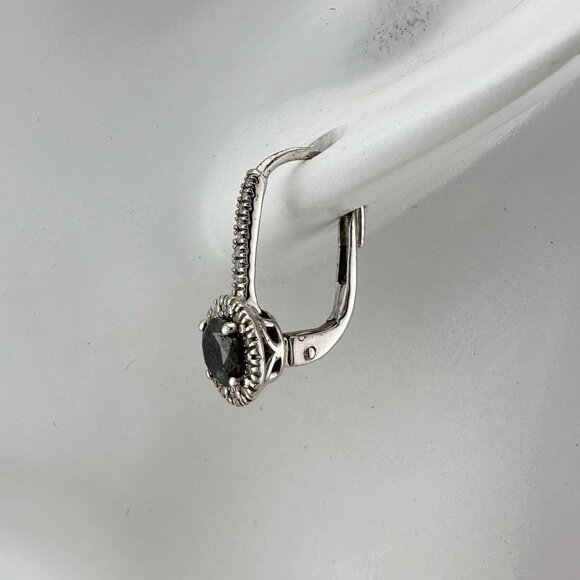 Beautiful 1 Carat Black Diamond Halo Earring and Necklace Set - Picture 4 of 16